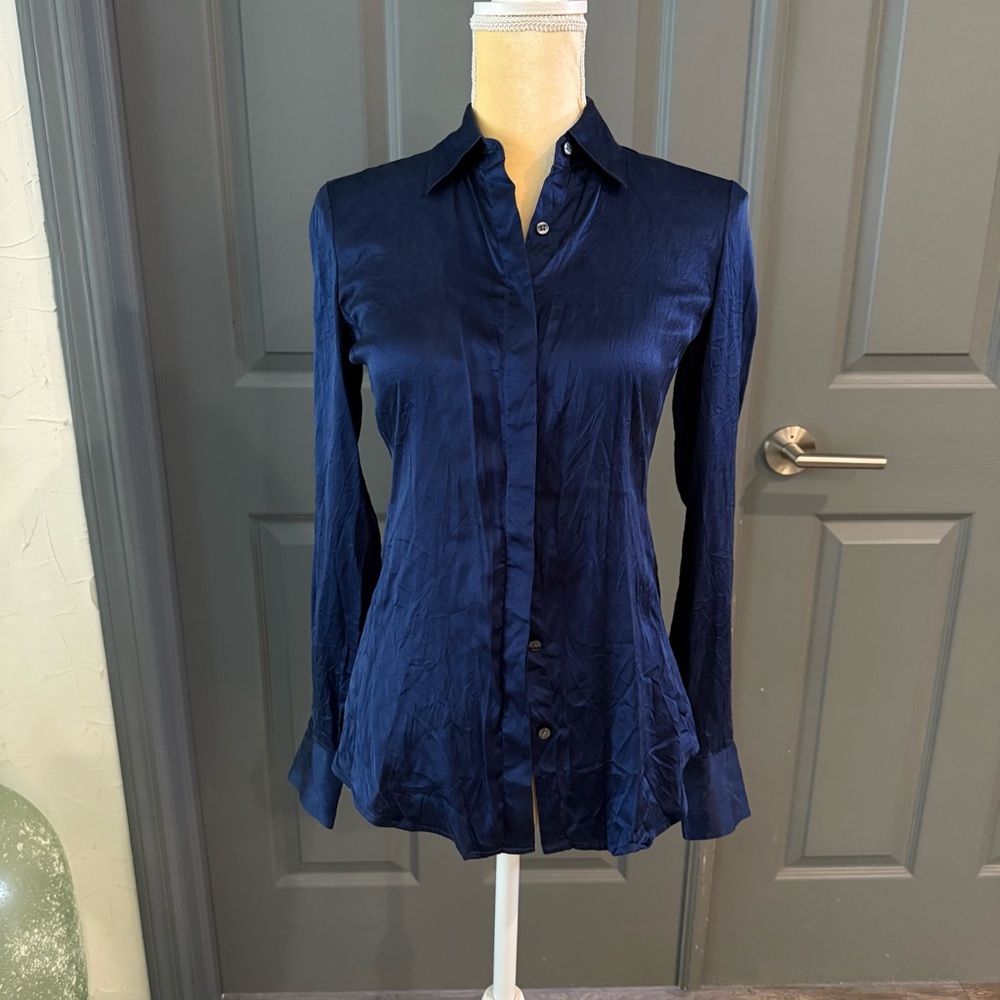 Ann Taylor Midnight Blue Button Down Shirt
